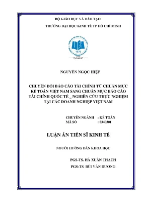 Luận án tiến sĩ chuyển đổi bctc từ chuẩn mực kế toán việt nam sang chuẩn mực bctc quốc tế nghiên cứu thực nghiệm tại các doanh nghiệp việt nam