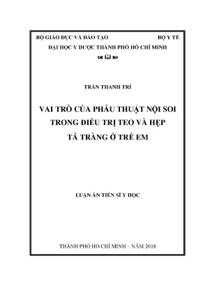 Luận án tiến sĩ vai trò của phẫu thuật nội soi trong điều trị teo và hẹp tá tràng ở trẻ em