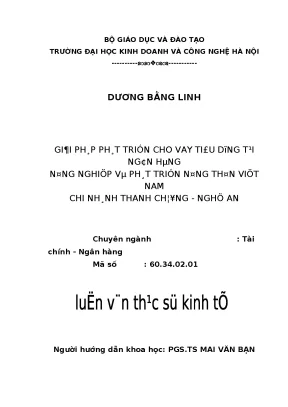 Giải pháp phát triển cho vay tiêu dùng tại ngân hàng nông nghiệp và phát triển nông thôn việt nam chi nhánh thanh chương nghệ an