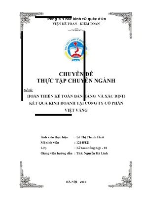 Hoàn thiện kế toán bán hàng và xác định kết quả kinh doanh tại công ty cổ phần việt vàng
