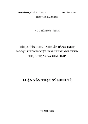 Rủi ro tín dụng tại ngân hàng tmcp ngoại thương việt nam chi nhánh vinh thực trạng và giải pháp
