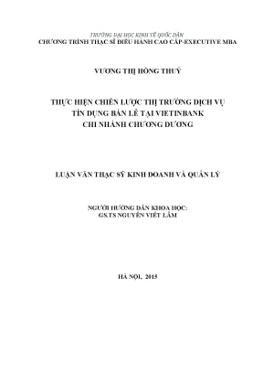 Thực hiện chiến lược thị trường dịch vụ tín dụng bán lẻ tại vietinbank chi nhánh chương dương
