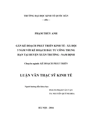 Gắn kế hoạch phát triển kinh tế xã hội 5 năm với kế hoạch đầu tư công trung hạn tại huyện xuân trường nam định