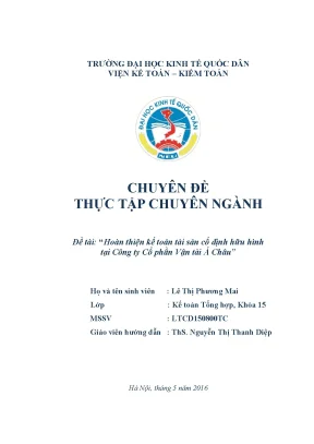 Hoàn thiện kế toán tài sản cố định hữu hình tại công ty cổ phần vận tải á châu