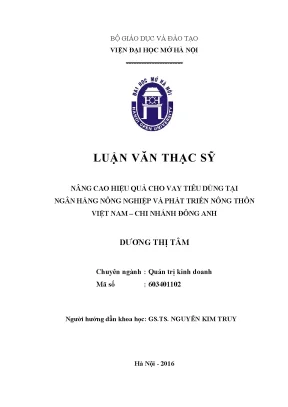 Nâng cao hiệu quả cho vay tiêu dùng tại ngân hàng nông nghiệp và phát triển nông thôn việt nam chi nhánh đông anh