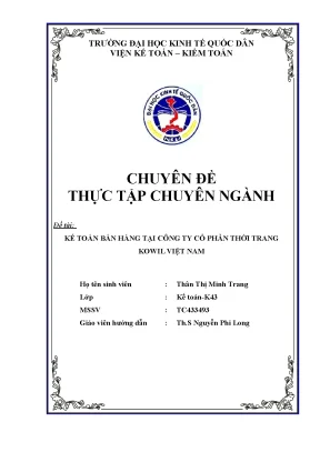 Kế toán bán hàng tại công ty cổ phần thời trang kowil việt nam