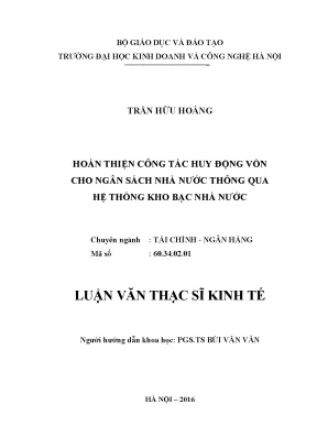 Hoàn thiện công tác huy động vốn cho ngân sách nhà nước thông qua hệ thống kho bạc nhà nước