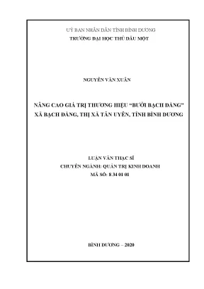 Luận văn thạc sĩ nâng cao giá trị thương hiệu bưởi bạch đằng xã bạch đằng thị xã tân uyên tỉnh bình dương