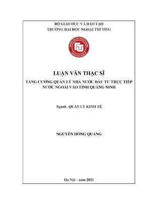Tăng cường quản lý nhà nước đầu tư trực tiếp nước ngoài vào tỉnh quảng ninh luận văn thạc sĩ