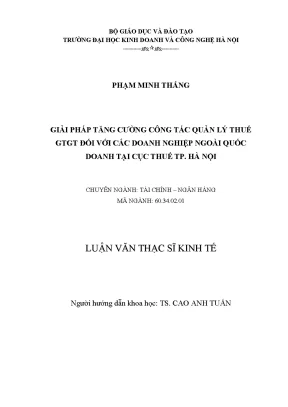 Giải pháp tăng cường công tác quản lý thuế gtgt đối với các doanh nghiệp ngoài quốc doanh tại cục thuế tp hà nội