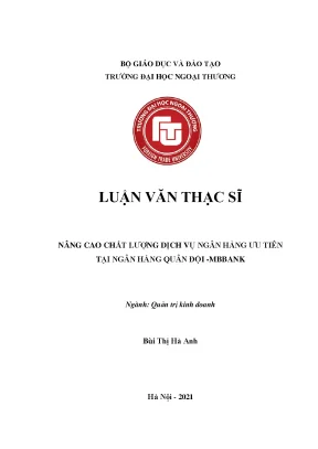 Nâng cao chất lượng dịch vụ ngân hàng ưu tiên tại ngân hàng quân đội mb bank