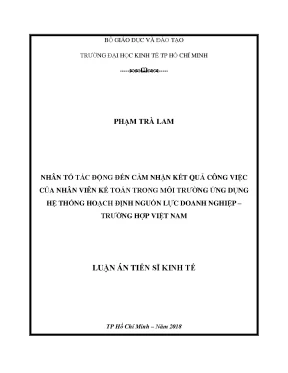 Luận án tiến sĩ nhân tố tác động đến cảm nhận kết quả công việc của nhân viên kế toán trong môi trường ứng dụng hệ thống hoạch định nguồn lực doanh nghiệp trường hợp việt nam