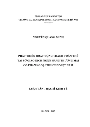 Phát triển hoạt động thanh toán thẻ tại sở giao dịch ngân hàng thương mại cổ phần ngoại thương việt nam