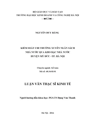 Kiểm soát chi thường xuyên ngân sách nhà nước qua kho bạc nhà nước huyện mỹ đức tp hà nội