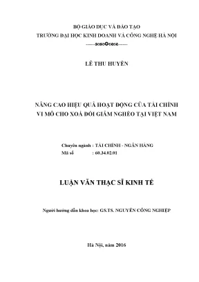 Nâng cao hiệu quả hoạt động của tài chính vi mô cho xoá đói giảm nghèo tại việt nam