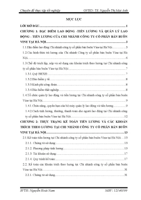 Hoàn thiện kế toán tiền lương và các khoản trích theo lương tại chi nhánh công ty cổ phần bán buôn vine tại hà nội
