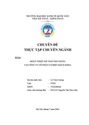 Hoàn thiện kế toán bán hàng tại công ty cổ phần cơ điện bách khoa