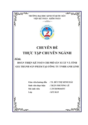 Hoàn thiện kế toán chi phí sản xuất và tính giá thành sản phẩm tại công ty tnhh anh linh