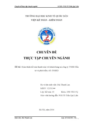 Hoàn thiện kế toán thanh toán với khách hàng tại công ty tnhh đầu tư và phát triển y tế inmed