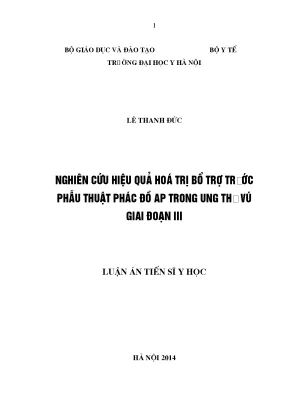 Luận án tiến sĩ nghiên cứu hiệu quả hóa trị bổ trợ trước phẫu thuật phác đồ ap trong ung thư vú giai đoạn iii