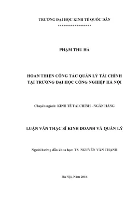 Hoàn thiện công tác quản lý tài chính tại trường đại học công nghiệp hà nội