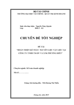 Hoàn thiện kế toán nguyên liệu vật liệu tại công ty tnhh tm dv và xnk phương hiền
