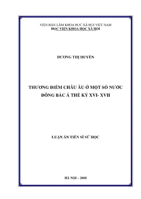 Luận án tiến sĩ thương điếm châu âu ở một số nước đông bắc á thế kỷ xvi xvii