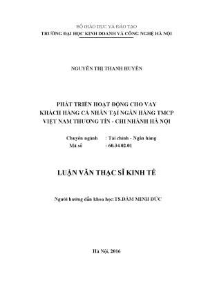Phát triển hoạt động cho vay khách hàng cá nhân tại ngân hàng tmcp việt nam thương tín chi nhánh hà nội