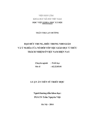 Luận án tiến sĩ đạo đức trung hiếu của nho giáo và ý nghĩa của nó đối với việc giáo dục ý thức trách nhiệm ở việt nam hiện nay