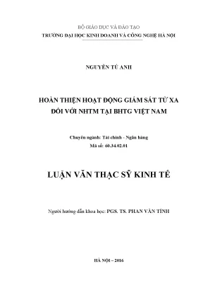 Hoàn thiện hoạt động giám sát từ xa đối với nhtm tại bhtg việt nam