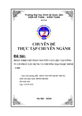 Hoàn thiện kế toán nguyên vật liệu tại công ty cổ phần xây dựng và thương mại ngọc minh udic