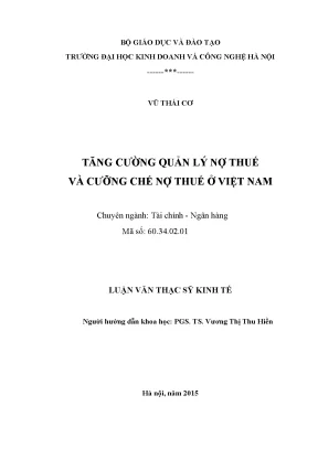 Tăng cường quản lý nợ thuế và cưỡng chế nợ thuế ở việt nam
