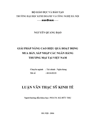 Giải pháp nâng cao hiệu quả hoạt động mua bán sáp nhập các ngân hàng thương mại tại việt nam
