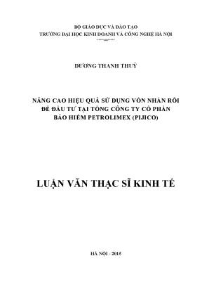 Nâng cao hiệu quả sử dụng vốn nhàn rỗi để đầu tư tại tổng công ty cổ phần bảo hiểm petrolimex pijico