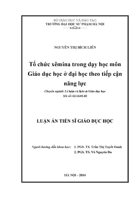 Luận án tiến sĩ tổ chức xêmina trong dạy học môn giáo dục học ở đại học theo tiếp cận năng lực
