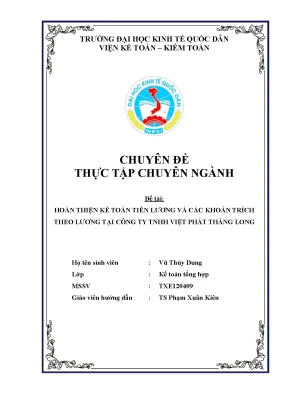 Hoàn thiện kế toán tiền lương và các khoản trích theo lương tại công ty tnhh việt phát thăng long