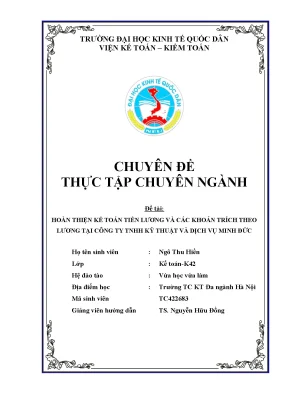 Hoàn thiện kế toán tiền lương và các khoản trích theo lương tại công ty tnhh kỹ thuật v dịch vụ minh đức