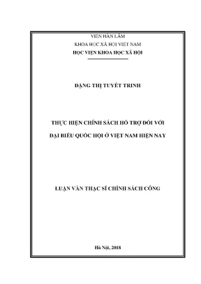Luận văn thạc sĩ thực hiện chính sách hỗ trợ đối với đại biểu quốc hội ở việt nam hiện nay