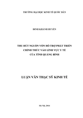 Thu hút nguồn vốn hỗ trợ phát triển chính thức vào lĩnh vực y tế của tỉnh quảng bình