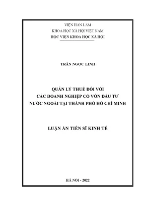 Luận văn thạc sĩ quản lý thuế đối với các doanh nghiệp có vốn đầu tư nước ngoài tại thành phố hồ chí minh