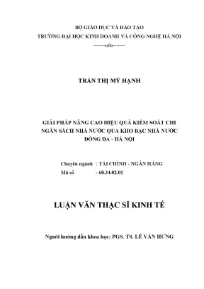 Giải pháp nâng cao hiệu quả kiểm soát chi ngân sách nhà nước qua kho bạc nhà nước đống đa hà nội