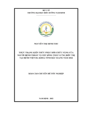 Thực trạng kiến thức phục hồi chức năng của người bệnh thoát vị cột sống thắt lưng điều trị tại bệnh viện đa khoa tỉnh bắc giang năm 2022