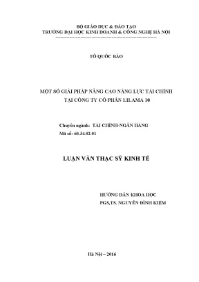 Một số giải pháp nâng cao năng lực tài chính tại công ty cổ phần lilama 10