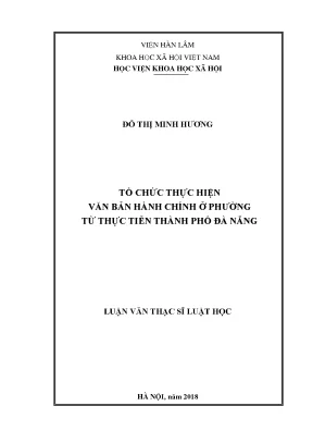 Luận văn thạc sĩ tổ chức thực hiện văn bản hành chính ở phường từ thực tiễn thành phố đà nẵng