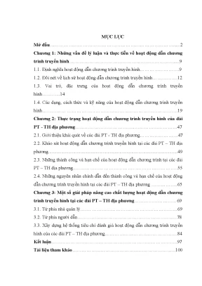 Hoạt động dẫn chương trình truyền hình của đài pt th địa phương