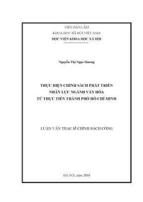 Luận văn thạc sĩ thực hiện chính sách phát triển nhân lực ngành văn hóa từ thực tiễn thành phố hồ chí minh