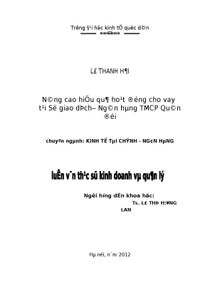 Nâng cao hiệu quả hoạt động cho vay tại sở giao dịch ngân hàng tmcp quân đội