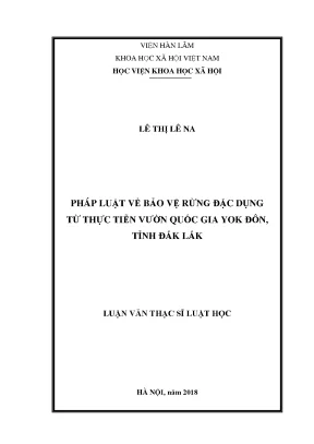 Luận văn thạc sĩ pháp luật về bảo vệ rừng đặc dụng từ thực tiễn vườn quốc gia yok đôn tỉnh đắk lắk