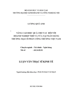 Nâng cao hiệu quả cho vay đối với doanh nghiệp nhỏ và vừa tại ngân hàng thương mại cổ phần công thương việt nam