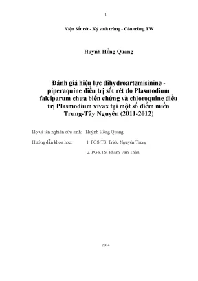 Luận án tiến sĩ đánh giá hiệu lực dihydroartemisinine piperaquine điều trị sốt rét do plasmodium falciparum chưa biến chứng và chloroquine điều trị plasmodium vivax tại một số điểm miền trung tây nguyên 2011 2012